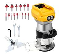 Cordless Power Router Compatible with Dewalt DCB 18V-20V Battery, Brushless Edge Cutter with 6 Speeds 800W 30000RPM Wood Router with Trim Router Bits, Edge & Roller Guide, Dust Hood