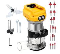 Cordless Power Router Woodworking for Dewalt Battery, 800W 30000 RPM Cordless Compact Wood Router with Trim Router Bits, Edge Guide for Woodworking DIY Project