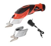 Cordless Power Scissors With Two Blades - Fabric, Leather, Carpet and Cardboard Cutter- 3.6V NiCad Lithium Ion Rechargeable Battery By Stalwart Red