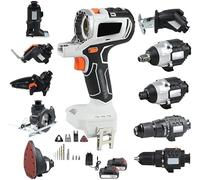 Cordless Power Tool Combo Kit - 10 in 1 Multi-Functional Woodworking Tool Set with Brushless Motor for DIY Projects, Includes 2 x 4.0Ah Batteries and Toolbox