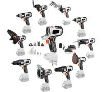 Cordless Power Tool Combo Kit - 10 in 1 Multi-Functional Woodworking Tool Set with Brushless Power Tools for DIY Projects, Includes 2 x 4.0Ah Batteries & Toolbox