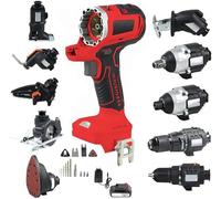 Cordless Power Tool Combo Kit, 10 in 1 Multifunctional Woodworking Tools Set, with 4.0AH Battery, for Furniture Repair and DIY Projects(Red)