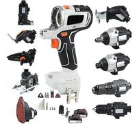 Cordless Power Tool Combo Kit, 10 in 1 Woodworking Set with Recip Saw, Jig Saw, Circular Saw, Chainsaw, Oscillating Tool, Screwdriver, Impact Drill, Sander, 2 x 4.0Ah Batteries & Toolbox