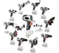 Cordless Power Tool Combo Kit - Reciprocating Saw, Jigsaw, Circular Saw, Chainsaw, Oscillating Tool, Screwdriver, Wrench, Impact Drill, Sander, 2 x 4.0Ah Batteries & Toolbox
