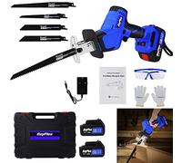 Cordless Powered Reciprocating Saw 21V Brushless Electric Saw Mini Wood Reciprocating Saw with 2pcs 1.5Ah Batteries,4 Saw Blades,1 Kit Box,0-1900RPM Variable Speed for Metal Wood PVC Pipe Cutting