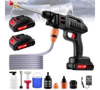 Cordless Pressure Washer, 21V 1500W Portable Pressure Washer, 60Bar/870 PSI High Power Washer Machine with 2 Nozzles, 2 Battery, 5m Hose Cordless Jet