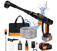 Cordless Pressure Washer, Portable Power Washer with 4.0Ah Battery 6-in-1 Nozzle, Handheld Brushless High-Pressure Car Washer with 1 battery