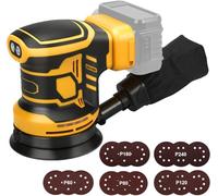 Cordless Random Orbit Sander for DeWalt, 125mm Professional Brushless Electric Sander with 15 Sanding Discs, 3 Speed Settings and 11,000 RPM,Perfect for Sanding,Waxing,Polishing(Battery not Included)