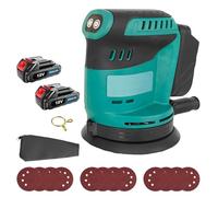 Cordless Random Orbit Sander with 2X 3.0Ah Batteries and Charger, 15000RPM 6 Variable Speed Random Orbital Sander, Electric Sander 125mm with 12 Sandpapers, for Wood, Polishing, Sanding