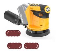 Cordless Random Orbital Sander 125mm, Compatible with Dewalt 20V Battery,with 12PCs Sanding Sheets, 3 Variable Speeds (7000-15000 RPM), Perfect for Wood and Steel (No Battery)