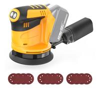 Cordless Random Orbital Sander Compatible with DEWALT 20V Battery, 125mm Rotary Sander Brushless with 12pcs Sandppaers, Variable Speed 11000 RPM (Tool only, no Battery)