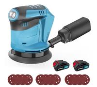 Cordless Random Orbital Sander for Makita, 125MM 3 Variable Speed Orbit Sander with 12 Sandpapers, Dust Collection Bag for Woodworking, Sanding & Polishing (2 * 3000mAh Battery)