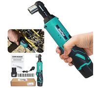 Cordless Ratchet Wrench 3/8" Electric Ratchet Wrench Right Angle, 40Nm 12V DIY Tool w/Reverse & Forward Function, 2 x 1500mAh Batteries (Green)