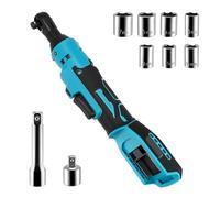 Cordless Ratchet Wrench,Electric Ratchet Compatible with Makita 18V Battery,3/8"" Cordless Ratchet, 55N.m Torque Socket Wrench with LED Light,7 Sockets,1/4"" Adapter,3"" Extension Bar (No Battery)