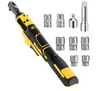 Cordless Ratchet Wrench for Dewalt 18V 20V Battery, 3/8‘ Electric Ratchet Kit with 9 Socket& Light, 16cm Cordless Ratchet Kit,400RPM Variable Speed Control,80N.m 1/4" Adapter for Furniture,No Battery