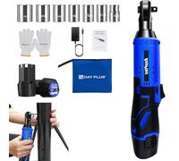 Cordless Ratchet Wrench Set, 3/8" Electric Ratchet Wrench Kit 40N.m, 0-300 RPM,Impact Drive Ratchet Rattle Nut Gun with 2 x Lithium-Ion 1.5Ah Battery and Fast Charge,7 PCS Sockets