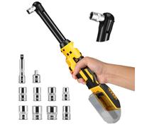 Cordless Ratchet Wrench Set, 80N.m 3/8"" Electric Ratchet Driver Compatible with Dewalt 20V, with 8 Sockets, 1/4"" Adapter, 16cm Powered Impact Ratchet with LED Light, No Battery