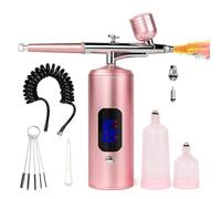 Cordless Rechargeable Airbrush Kit,Handheld Air Brush Sprayer Gun with Compressor Adjustable, LCD Screen, Air Hose Extension - Perfect for Barber,Nail Art,Cake Decor,Makeup,Model Painting