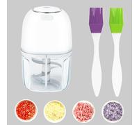 Cordless Rechargeable Electric Food Chopper Vegetable Cutter Mini 350ML, Veg Onion Chopper Garlic Press Crusher,Small Food Processor for Nuts, Meat，White