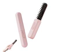 Cordless Rechargeable Hair Straightener - USB-C Fast Heating Mini Flat Iron & Hot Comb for Travel, Portable Pink Hair Styler for Women