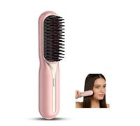 Cordless Rechargeable Heated Hair Straightener Brush - Portable Travel Friendly Hot Brush for Short Hair All Hair Types, Perfect for Daily Styling (Pink)