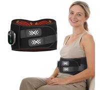 Cordless Rechargeable Heating Pad for Back Pain Relief - 5 Temperatures & 3 Massage Stalls, Dual Adjustable Straps, Portable Waist Wrap Belt for Lower Back, Period Cramps, Fibromyalgia