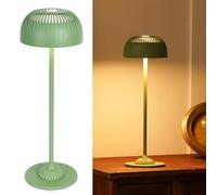 Cordless Rechargeable Table Lamp with Full Aluminium Body, Modern 5200mAh Battery Mushroom Touch Bedside Lamp with 3 Colour Modes, IP54 Cozy Ambient Light for Living Room Bedroom & Home Décor, Green