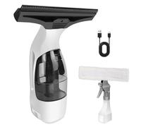 Cordless Rechargeable Window Vac Cleaner, Electric Squeegee Handheld Window Vacuum Cleaner for Shower Screen, Mirrors, 30min Runtime, 280mm Nozzle, 150ml Water Tank, Spray Bottle and Microfibre Cloths