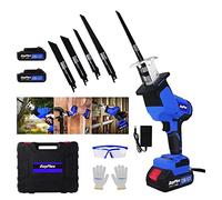 Cordless Reciprocating Sabre Saw 21V Electric, Variable Speed, 4 Saw Blades, 7/8" Stroke, 2.6" Max Cut, Ideal for Wood, PVC, Metal (2 Li-Ion Batteries)