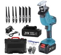 Cordless Reciprocating Saw, 0-3000SPM Variable Speed Electric Reciprocating Hand Saw, Compact Power with 2X 21V Batteries & 8X Blades for Cutting Metal PVC Wood