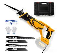 Cordless Reciprocating Saw Compatible with Dewalt 20V, 3500 SPM Brushless Wood Saw with 4 Blades,4 Variable Speed,Safety Glasses & Gloves,Recipro Kit for Wood and Metal,PVC Cutting,Bone (No Battery)