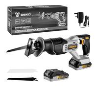 Cordless Reciprocating Saw ：DEKOPRO 20V Electric Wood Saw with 1*2Ah Batteries and 2 Blades,Max 22mm Stroke,Tool-Free Blade Change,3200 SPM Variable Speed,LED Light-for Wood and Metal,PVC Cutting,Bone