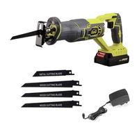 Cordless Reciprocating Saw, DEWINNER Electric Saw Variable Speed 20V, 2.0AH, Tool Free Blade Change, LED Light, Wood Metal Cutting, Tree Pruning, 1 Battery and Charger Include, Green
