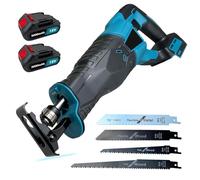 Cordless Reciprocating Saw Replacement for Makita DJR187Z, Brushless Reciprocating Saw with 2Pcs 3000mah Batteries, 32mm Stroke Length, 3500 SPM 4-Blade, for Metal/Wood/PVC Cutting Tool