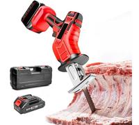 Cordless Reciprocating Saw with Adjustable Speed, Stainless Steel Blade, and LED Light for Cutting Wood, Metal, PVC, and Trees