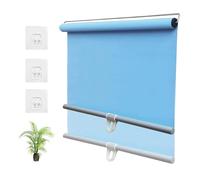 Cordless Retractable Blackout Roller Shades Thermal Insulated Window Blinds Privacy Protection Temporary Cover for 30-150cm Wide Windows Blue 130x160cm (51x63in)