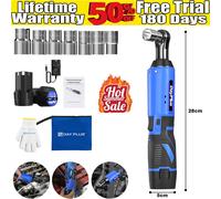 Cordless Right Angle Ratchet Wrench 3/8'' 90 Electric Power Tool 140Nm+2 Battery