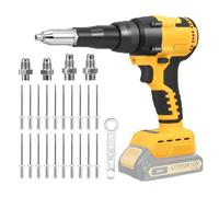 Cordless Rivet Gun Compatible with Dewalt 20V Battery, 3/16" 5/32" 1/8" Brushless Rivet Gun with LED Light, Adjustable Speeds & 20 Rivets, Portable Automatic Rivet Nut Gun Kit (Batteries not Included)