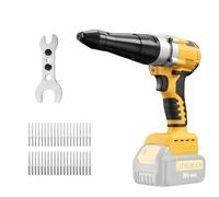 Cordless Rivet Gun for Dewalt 18V 20V Battery, Brushless Electric Rivet Gun Tool with 40 Rivets, LED Light & Nose Piece, Pop Rivet Gun for Metal, Plastic and Leather (NO Battery)