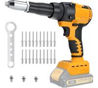 Cordless Rivet Gun for Dewalt 20V Battery, Portable Automatic Rivet Nut Gun Kit with LED Light, 20 Rivets, 3 Nozzles Adapters 1/8'' 3/16" 5/32'', Wrench and Gloves (Batteries not Included)