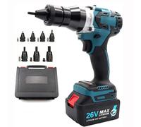 Cordless Rivet Gun with 7 Heads, Dual Gear Adjustment, 2 Modes