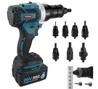 Cordless Rivet Nut Gun Kit Brushless - Electric Rivet Tool with Battery M3 M4 M5 M6 M8 M10 M12 for Iron and Aluminum