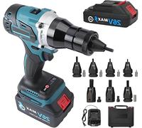 Cordless Rivet Nut Tool, 26V 4000mAh Battery Powered Nutsert Gun with M3-M12 Mandrels, Heavy Duty Electric Riveter for Automotive Truck Van Repair