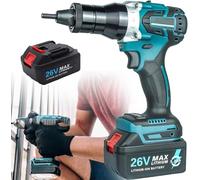 Cordless Rivet Nut Tool Set with 26V Battery, 15680N Force, Automatic Memory Mode for Easy Installation in Assembly Work