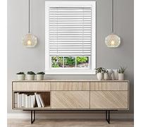 Cordless Room Darkening Venetian Blind - 27 Inch Width, 64 Inch Length, 2" Vinyl Slat Size - White - GII Luna Light Filtering Horizontal Mini Windows Blinds for Interior by Achim Home Decor