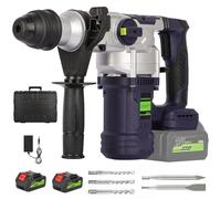 Cordless Rotary Hammer Drill: 1000W Heavy Duty SDS-Plus Hammer Drill, 3 in 1 Functions with 2Pcs 4.0Ah Battery, 4 Drill Bits, Adjustable Handle, Concrete Breaker for Construction Brick Wall Metal