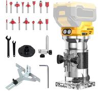 Cordless Router Compatible with Dewalt 20V Battery - Brushless Handheld Palm Routers with 6 Speed, Portable Wood Router Tool for Woodworking, Hand Edge Trimmer with 15 Milling Bits Set (Not Battery)