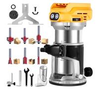 Cordless Router, Compatible with Dewalt 20V MAX Battery (Battery not Included), 6-Speed, 29,000 RPM, Includes Trim Router bits, Edge/Roller Guide, dust Hood, Ideal for Woodworking