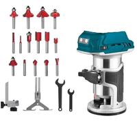 Cordless Router Compatible with Makita 18V Battery (No Battery), 900W Brushless Electric Wood Trimmer with 6 Speed, Straight Guide, Guide Wheel, 6 Milling Bits and 2 Collets, Palm Router