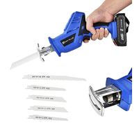 Cordless Sabre Saw with 1×1.5Ah Battery, 21V Electric Reciprocating Saw 3000RPM Stepless Variable Speed, Recip Saw with 5 pcs Saw Blades, 65mm Max Cutting Depth for Wood & Metal